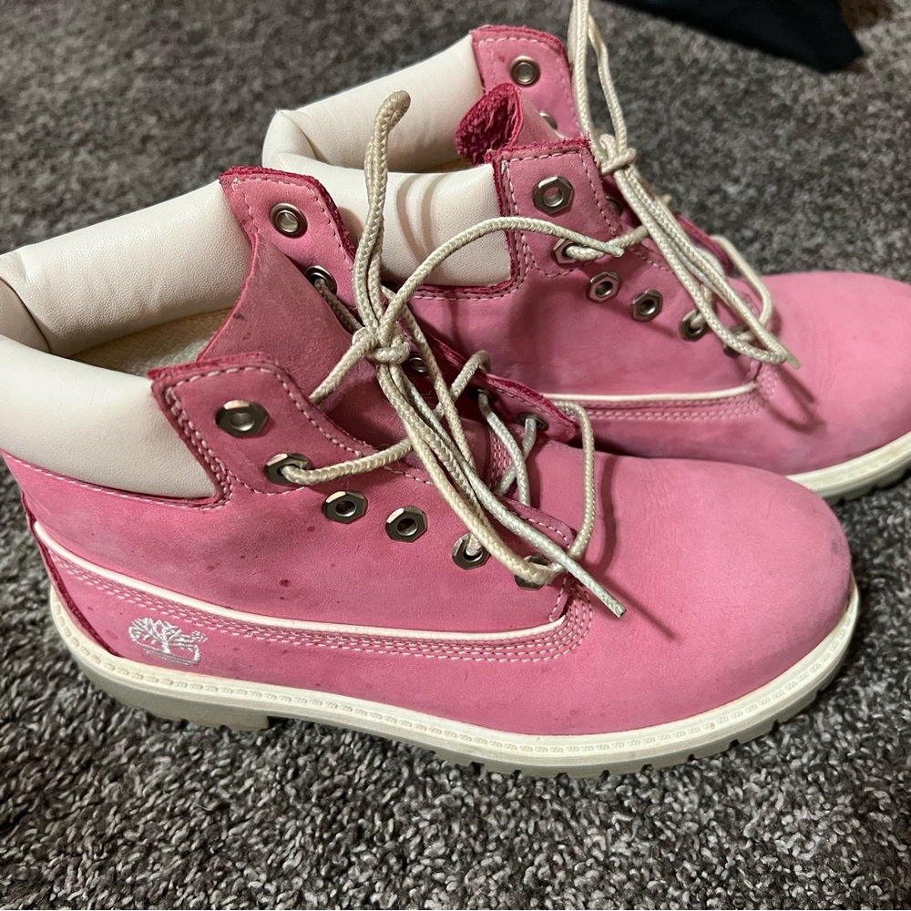 Pink timberland boots